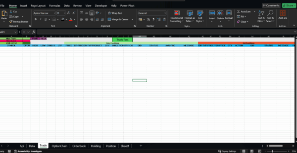 Excel Trading Tool for Zerodha